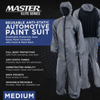 Reusable Anti-Static Automotive Paint Suit (Medium) - Breathable Protective Auto Spray Paint Coveralls with Hood & Mesh Back - Polyester