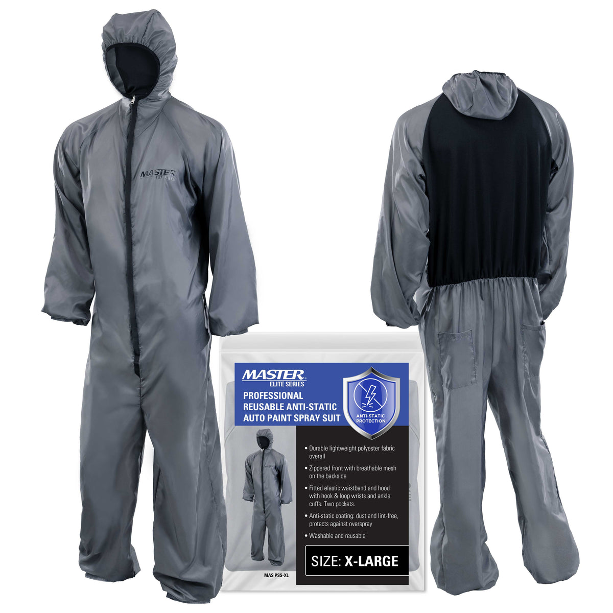 Reusable Anti-Static Automotive Paint Suit (XL) - Breathable Protective Auto Spray Paint Coveralls with Hood & Mesh Back - Polyester