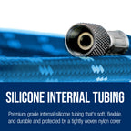 Super Premium 6 Foot Nylon Braided Airbrush Hose with Silicone Tubing - Standard 1/8" Size Fitting Ends, Flexible, Durable