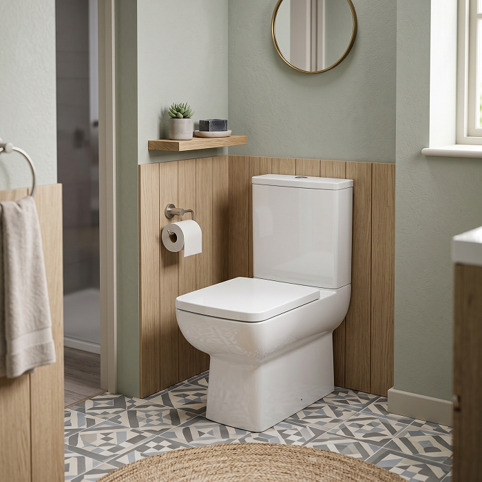 Mira Close Coupled Toilet with Push Button Cistern & Seat - White