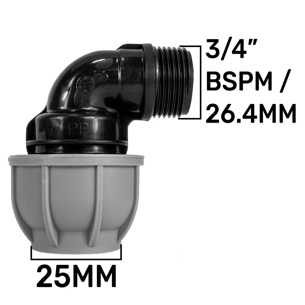 Wall Flange Kit 32mm MDPE + Lever Valve + 25mm MDPE Elbow