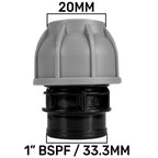 1” BSP Water Butt Fitting with 20mm MDPE Straight
