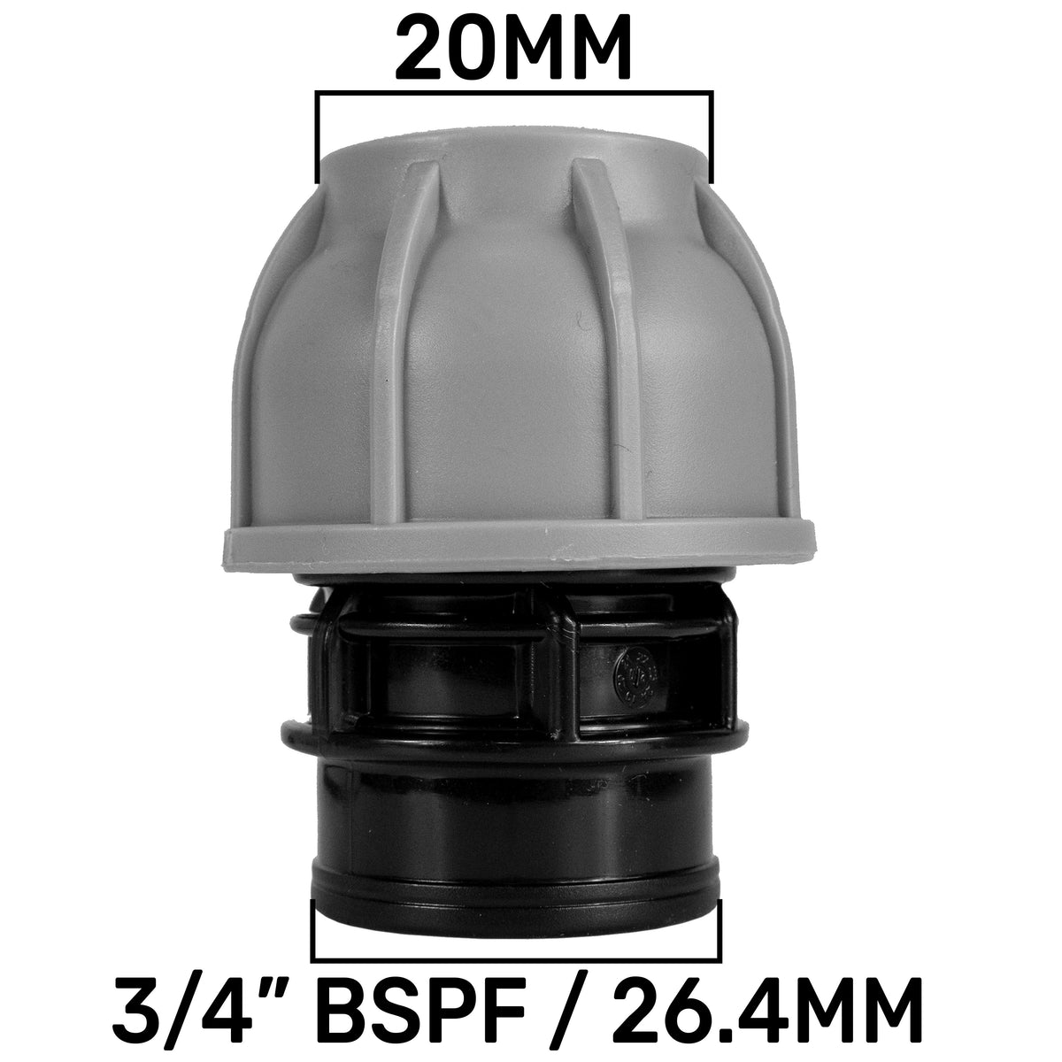 20mm MDPE Straight with In-Line BSPM Valve and 16mm Barbed Straight