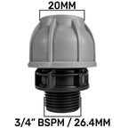 20mm MDPE Straight with BSPF Thread-Quick Connect Male Valve