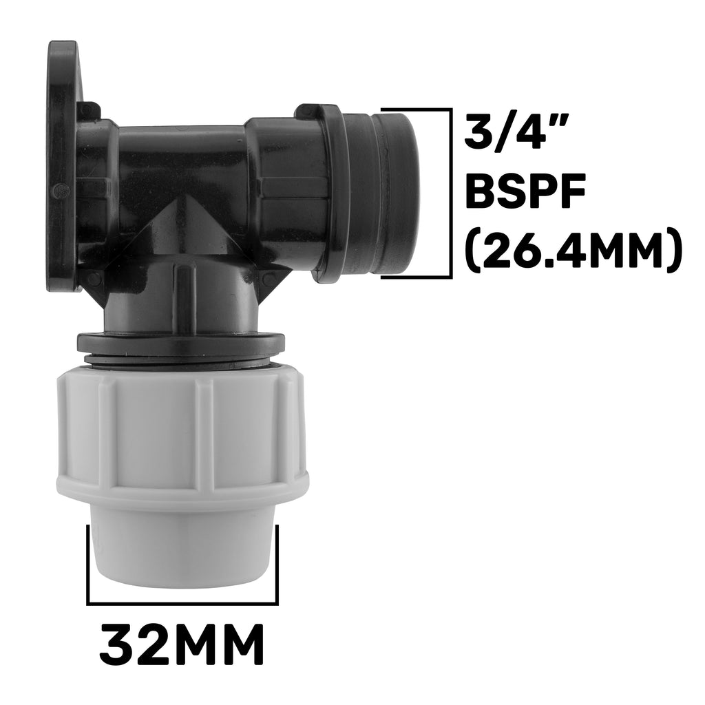 Wall Flange Kit 32mm MDPE + Female Quick Connector