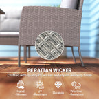 5 Seater Rattan Garden Furniture Set W/ 2 Armchairs, Sofa, Footstools & Glass Table, Grey