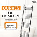 iBathUK Zypher Curved Heated Towel Rail Bathroom Radiator - Chrome