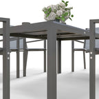 6 Seater Garden Dining Set with Stackable Armchairs, WPC Top Dining Table, Outdoor Table and Chairs, Garden Furniture Set, Light Grey