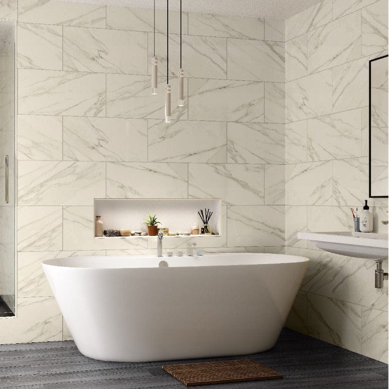 Mood Carrara Marble Effect 600mm x 300mm - Gloss White