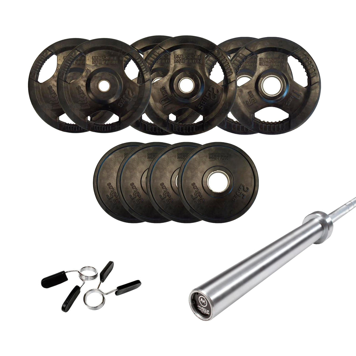 '-Olympic Size Barbell + Rubber Plates Package-Gym Direct