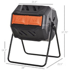 Tumbling Compost Bin Outdoor 360 Degrees Dual Chamber Rotating Composter 43 Gallon, Orange