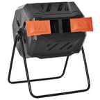 Tumbling Compost Bin Outdoor 360 Degrees Dual Chamber Rotating Composter 43 Gallon, Orange