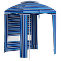 5.8' x 5.8' Cabana Umbrella with Walls & Vents, Blue Stripe