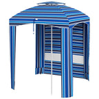 5.8' x 5.8' Cabana Umbrella with Walls & Vents, Blue Stripe