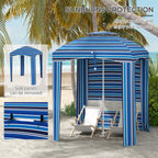 5.8' x 5.8' Cabana Umbrella with Walls & Vents, Blue Stripe