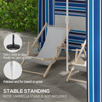 5.8' x 5.8' Cabana Umbrella with Walls & Vents, Blue Stripe