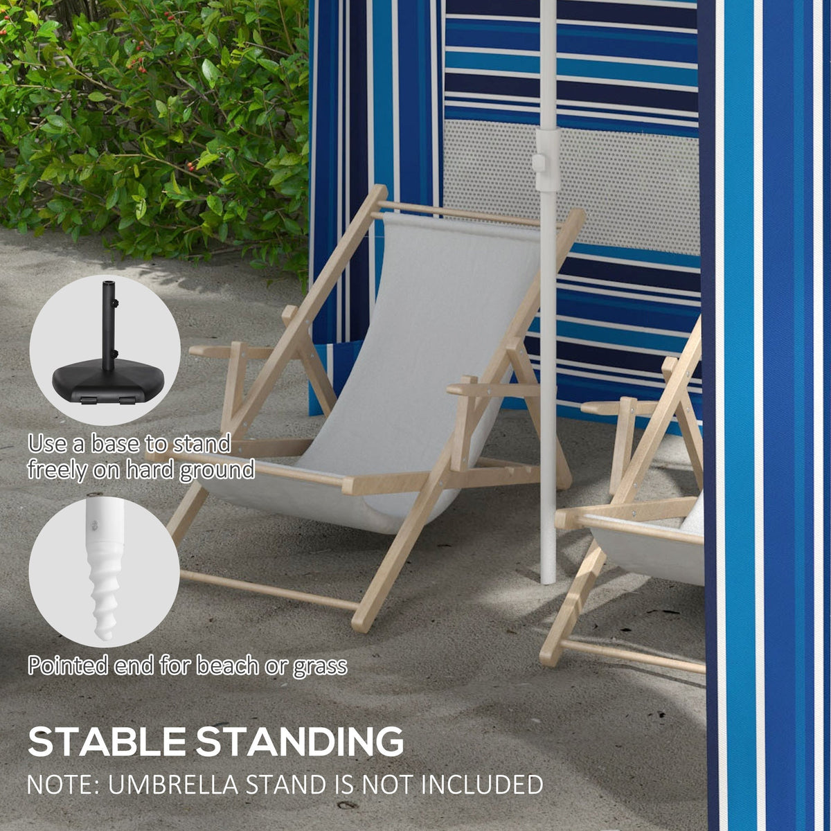5.8' x 5.8' Cabana Umbrella with Walls & Vents, Blue Stripe