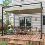 10' x 7' Retractable Pergola Canopy, Outdoor Sun Shade, Cream White