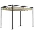 10' x 7' Retractable Pergola Canopy, Outdoor Sun Shade, Cream White