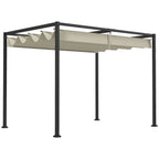 10' x 7' Retractable Pergola Canopy, Outdoor Sun Shade, Cream White