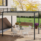 10' x 7' Retractable Pergola Canopy, Outdoor Sun Shade, Cream White