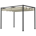 10' x 7' Retractable Pergola Canopy, Outdoor Sun Shade, Cream White