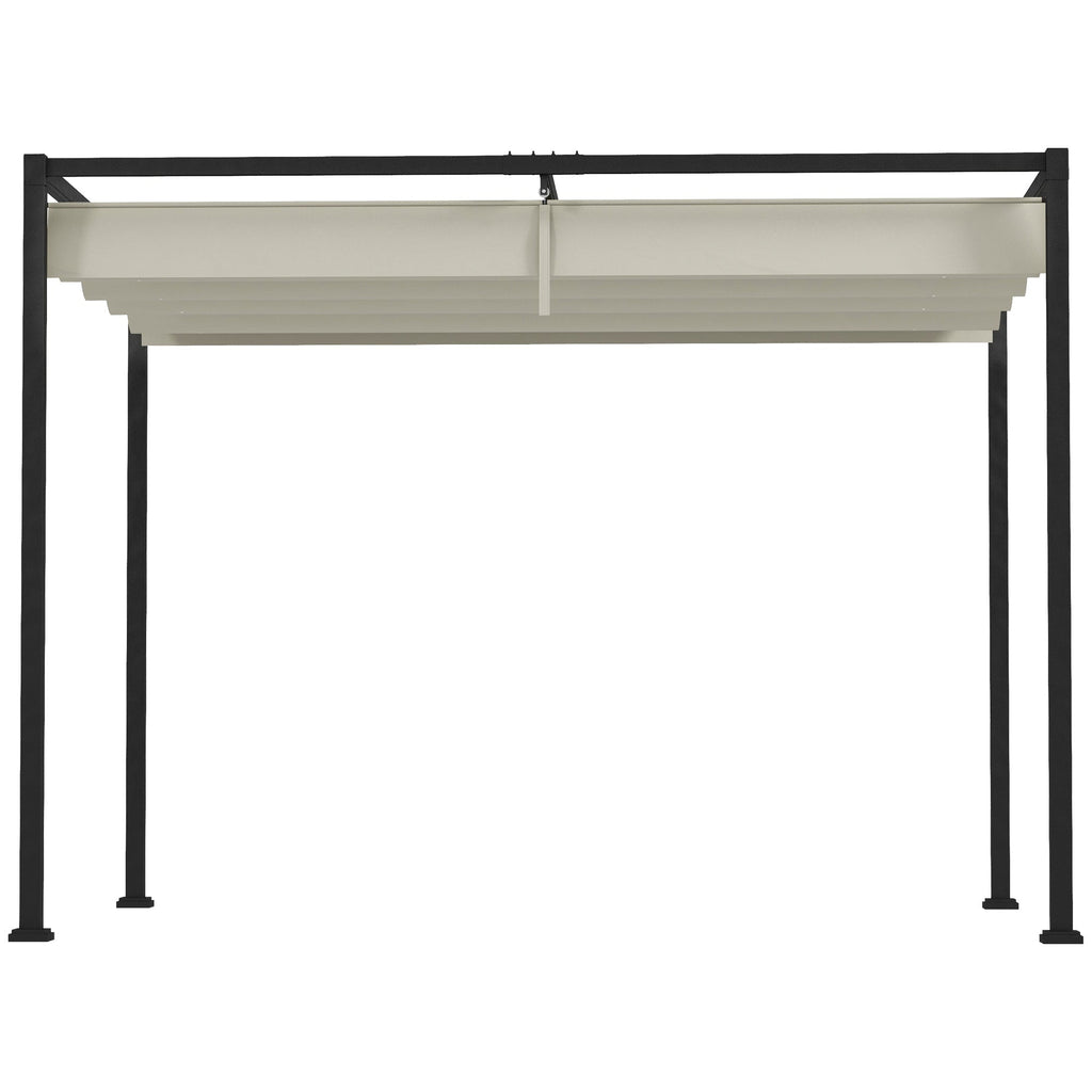 10' x 7' Retractable Pergola Canopy, Outdoor Sun Shade, Cream White