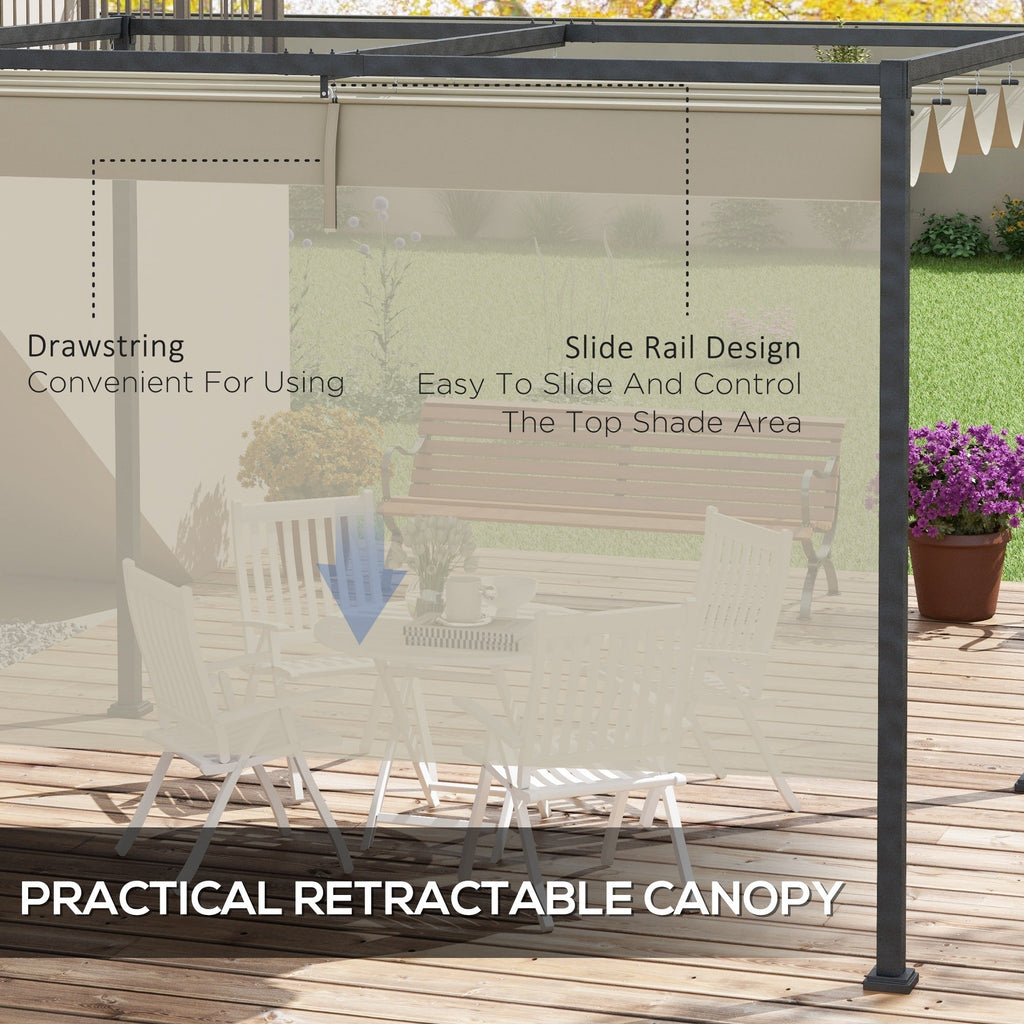 10' x 7' Retractable Pergola Canopy, Outdoor Sun Shade, Cream White