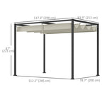 10' x 7' Retractable Pergola Canopy, Outdoor Sun Shade, Cream White