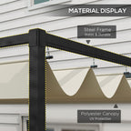 10' x 7' Retractable Pergola Canopy, Outdoor Sun Shade, Cream White