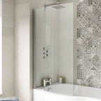 Cedar 6mm Glass Curved B-Shaped Bath Screen - 1430mm x 858mm - Chrome