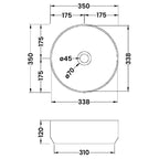 Serenity Round Cloakroom Countertop Basin - 350mm Wide - White