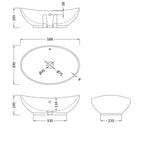 Serenity Oval Countertop Basin - 588mm Wide - White