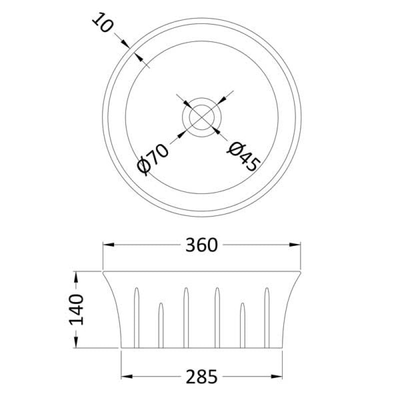 Serenity Round Cloakroom Countertop Basin - 360mm Wide - White