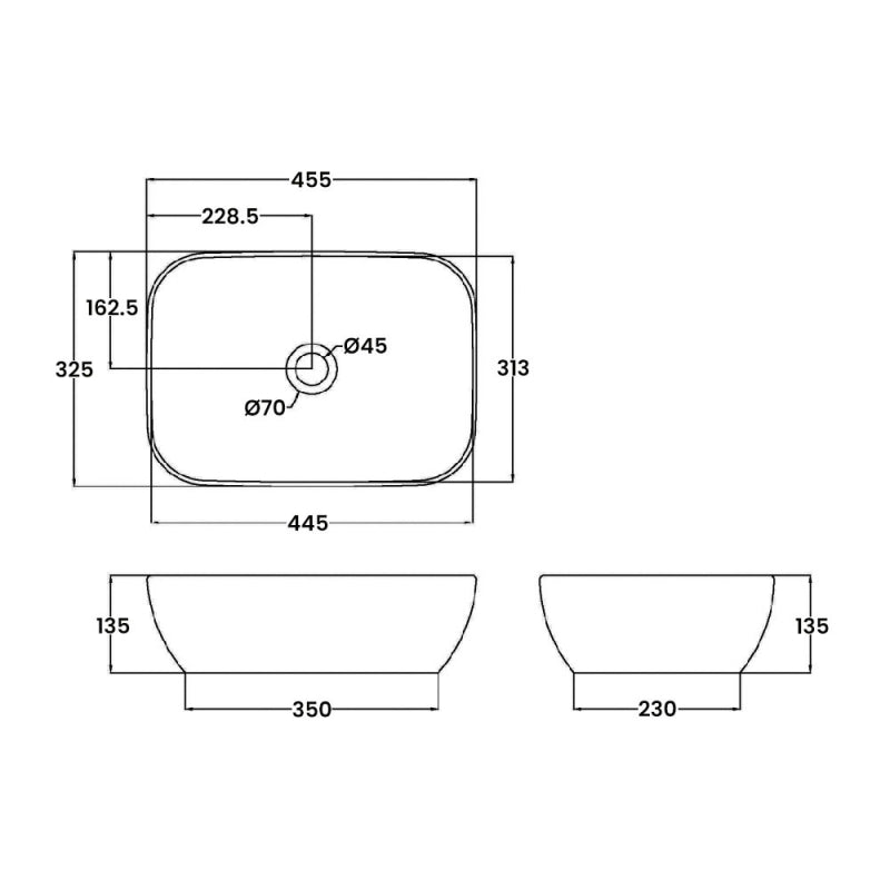 Serenity Square Countertop Basin - 455mm Wide