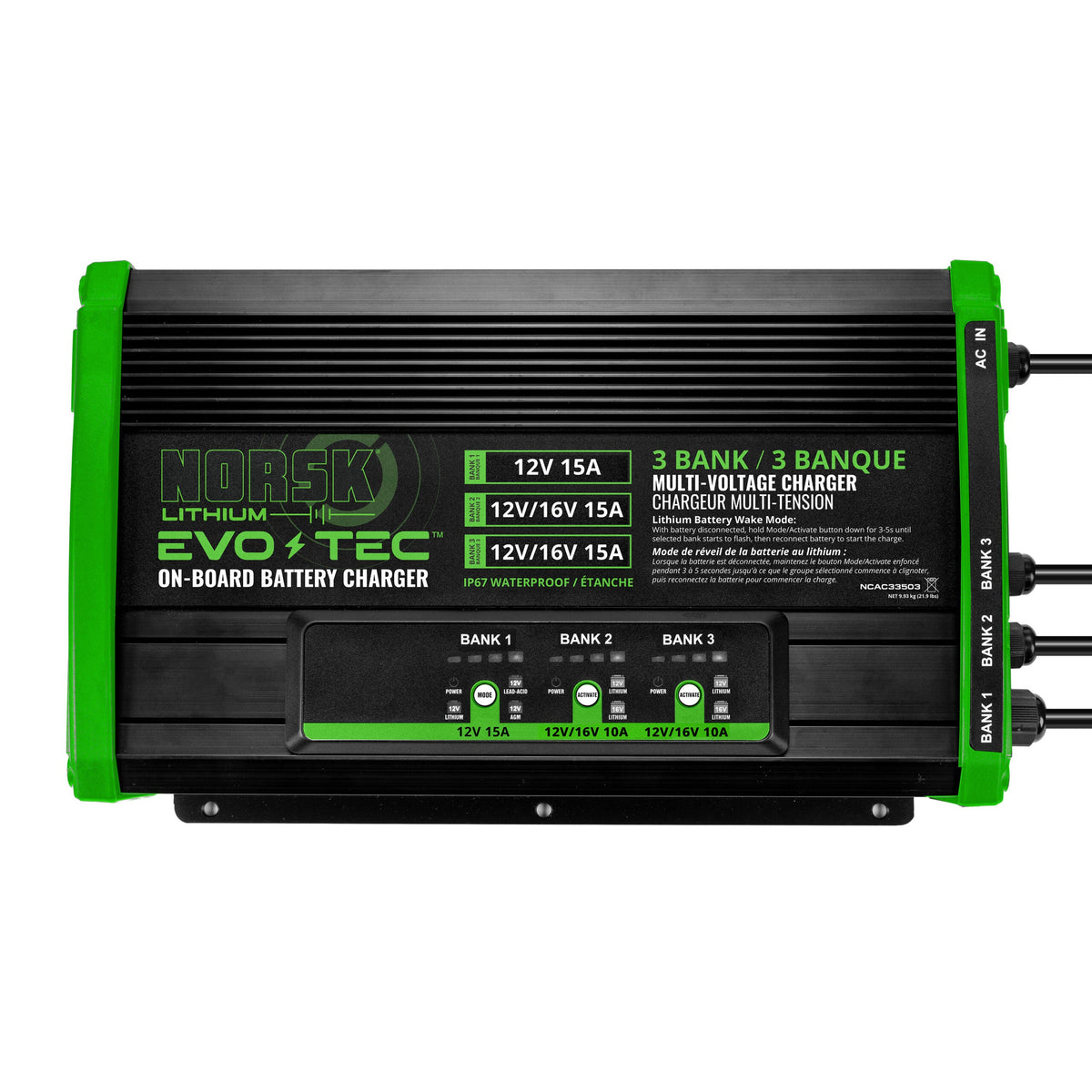 Norsk On-Board EVO-TEC™ Charger - 3 Bank | 1 (12v 15Ah) / 2 (12v/16v 10Ah)