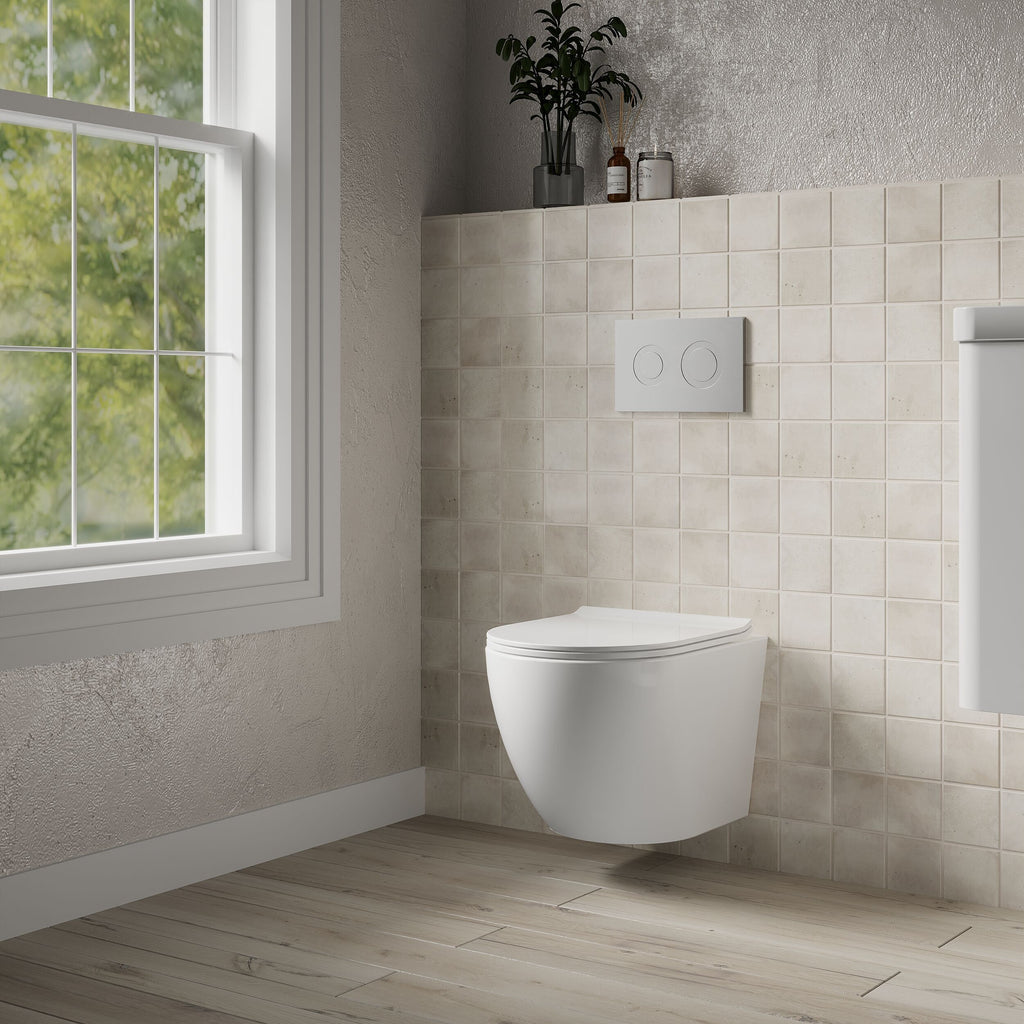 Sigma Rimless Wall Hung Toilet with Slim Sandwich Soft Close Seat - White