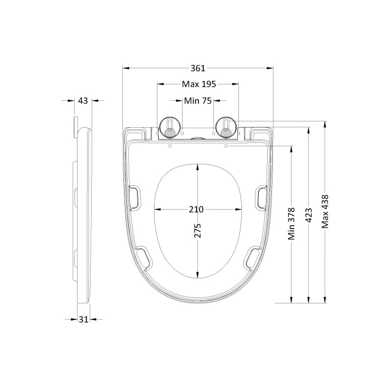 Nio Round Soft Close Toilet Seat - White