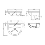 Nio Curved Semi Recessed Basin - 526mm Wide - 1 TH - White