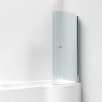 Drift 6mm Glass Curved P-Shaped Bath Screen with Knob Handle - 1433mm x 715mm - Chrome
