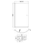 Drift 6mm Glass Curved P-Shaped Bath Screen with Knob Handle - 1433mm x 715mm - Chrome