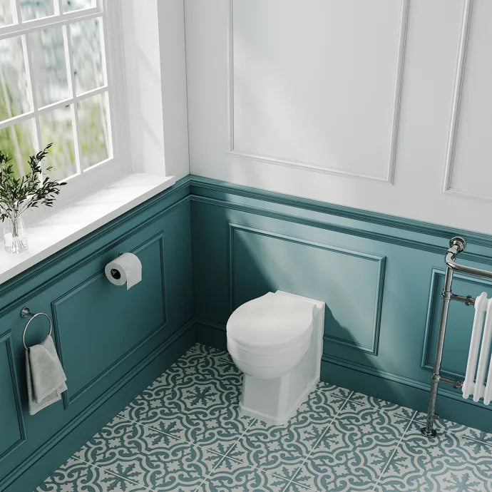 Classique Traditional Back to Wall Toilet with Seat - White