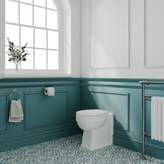 Classique Traditional Back to Wall Toilet with Seat - White