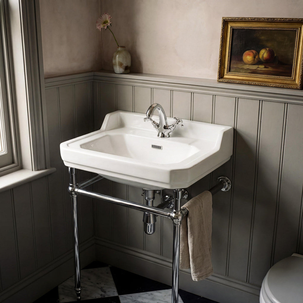 Richmond Traditional Basin With Washstand - White