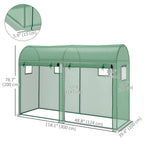 9.8' x 3.3' x 6.6' Steel Frame Greenhouse with PE Cover & Windows, Green