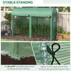9.8' x 3.3' x 6.6' Steel Frame Greenhouse with PE Cover & Windows, Green