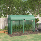 9.8' x 3.3' x 6.6' Steel Frame Greenhouse with PE Cover & Windows, Green