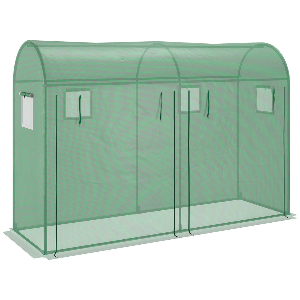 9.8' x 3.3' x 6.6' Steel Frame Greenhouse with PE Cover & Windows, Green