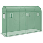 9.8' x 3.3' x 6.6' Steel Frame Greenhouse with PE Cover & Windows, Green