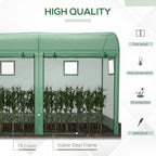 9.8' x 3.3' x 6.6' Steel Frame Greenhouse with PE Cover & Windows, Green
